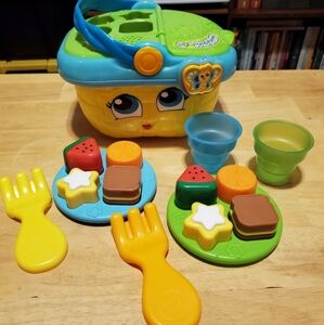 LeapFrog Shapes and Sharing YELLOW Picnic Basket **USED**